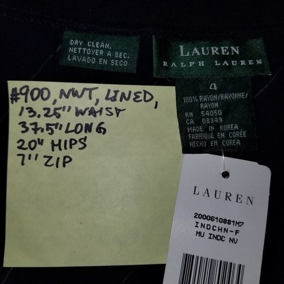 ✅#900 NWT Ralph Lauren Navy Blue White Stripe Skirt - Picture 10 of 16